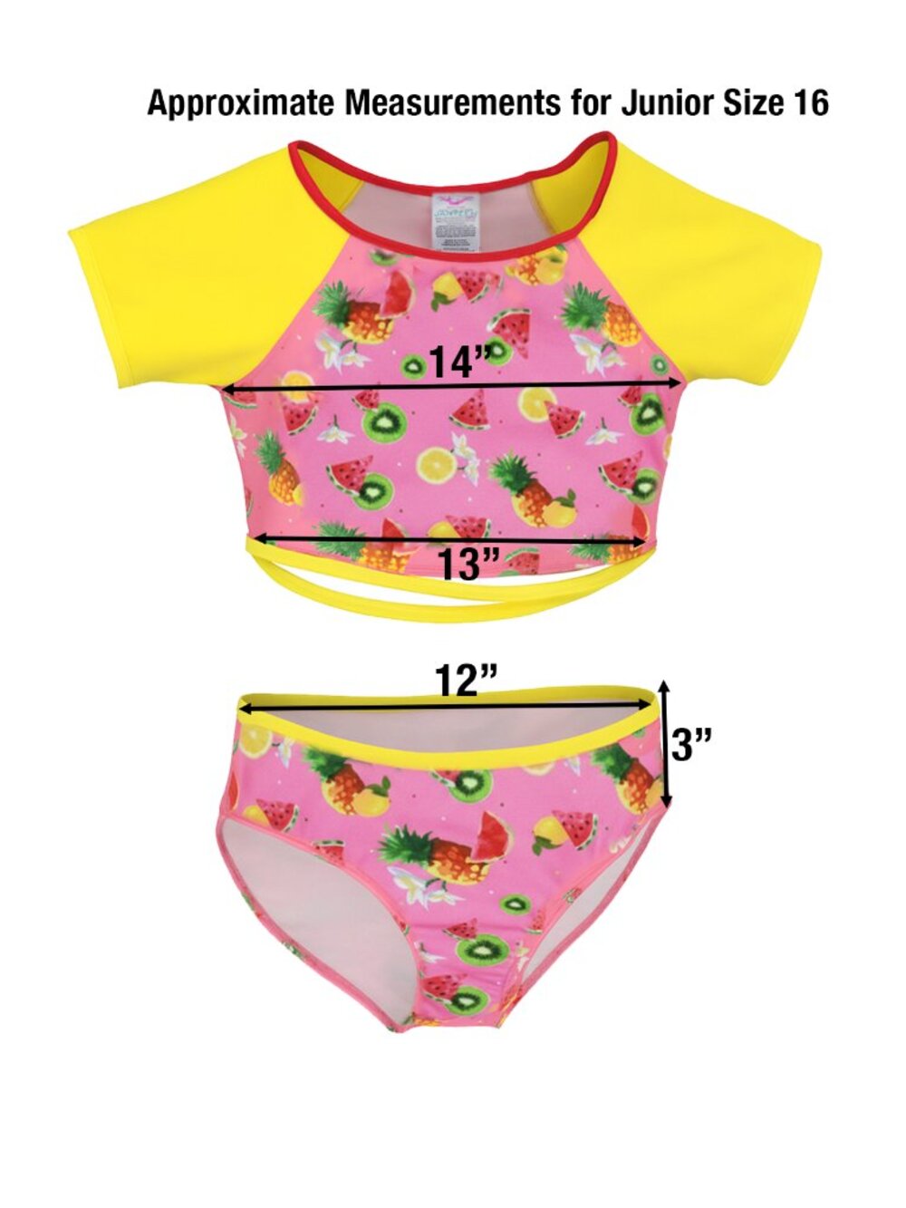 Jantzen Girls Swimsuit Pink Lime Bikini 2-Pc Swim Set UPF 50+ Short Sleeve NEW - Picture 7 of 7